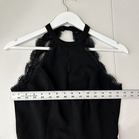 NBD Womens Dress Extra Small Black Lace Trim Open Back Fit Flare Halter Cocktail - Picture 11 of 13
